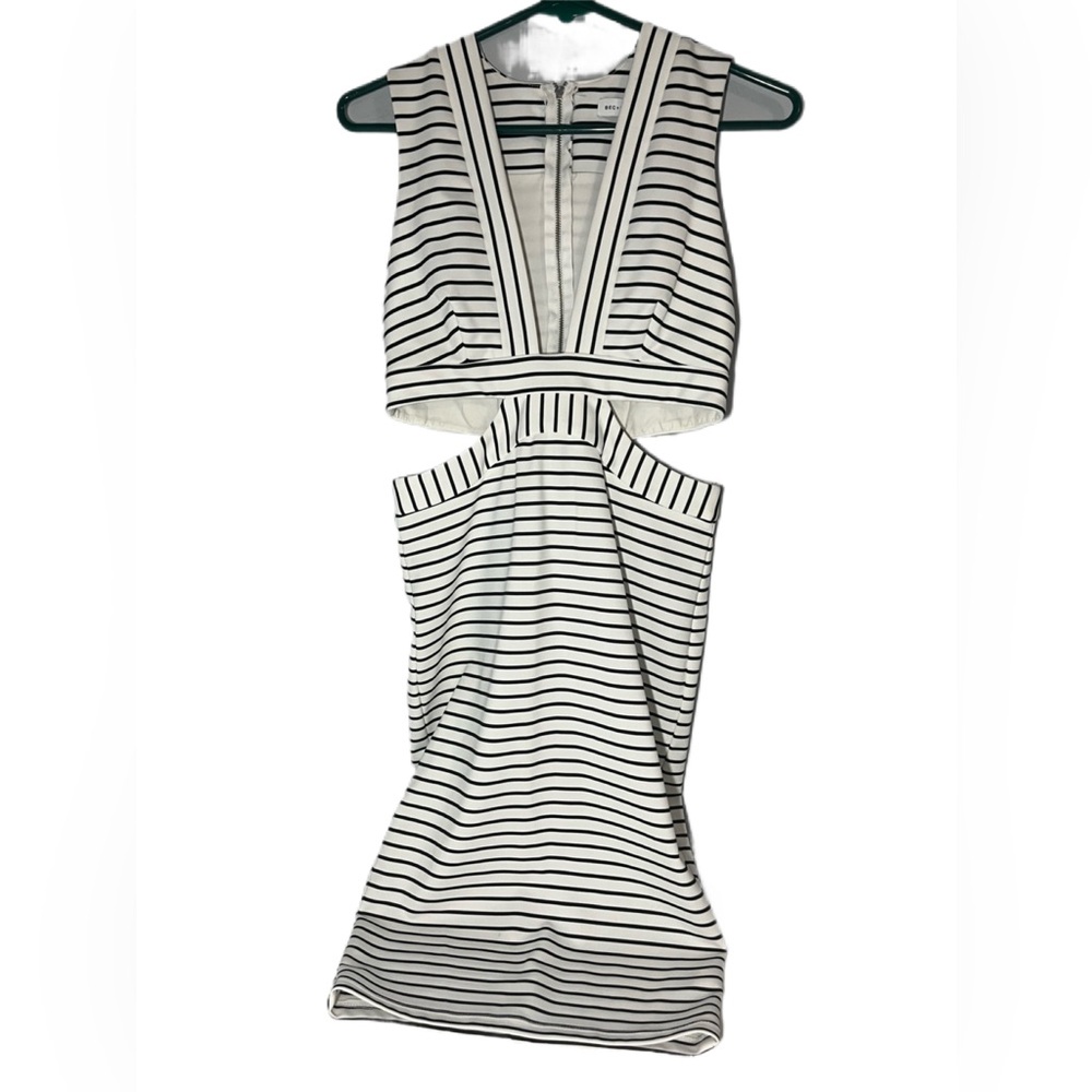 Bec & Bridge Black and White Striped Midi Dress